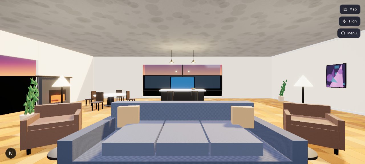 GLM-5.3 3D Penthouse Virtual Tour in React Three Fiber