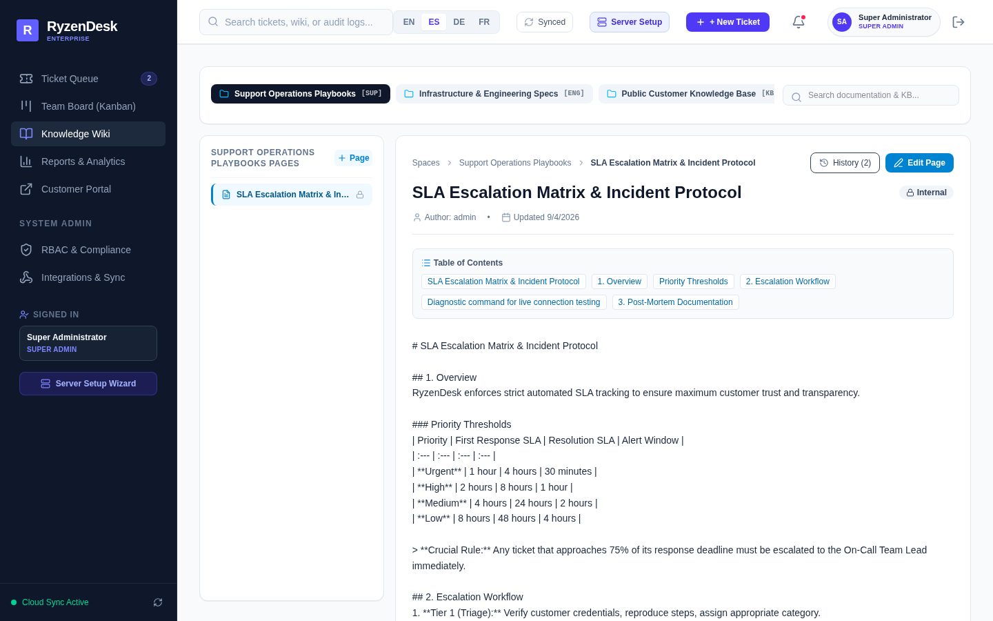 RyzenDesk Knowledge Wiki and Docs